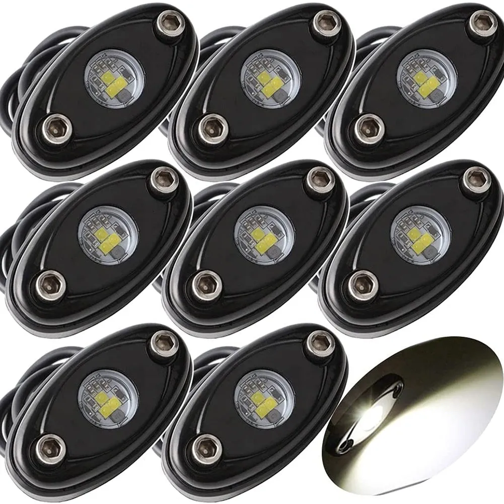 8pcs Rock Lights IP67 Waterproof High Power Underbody Neon Trail