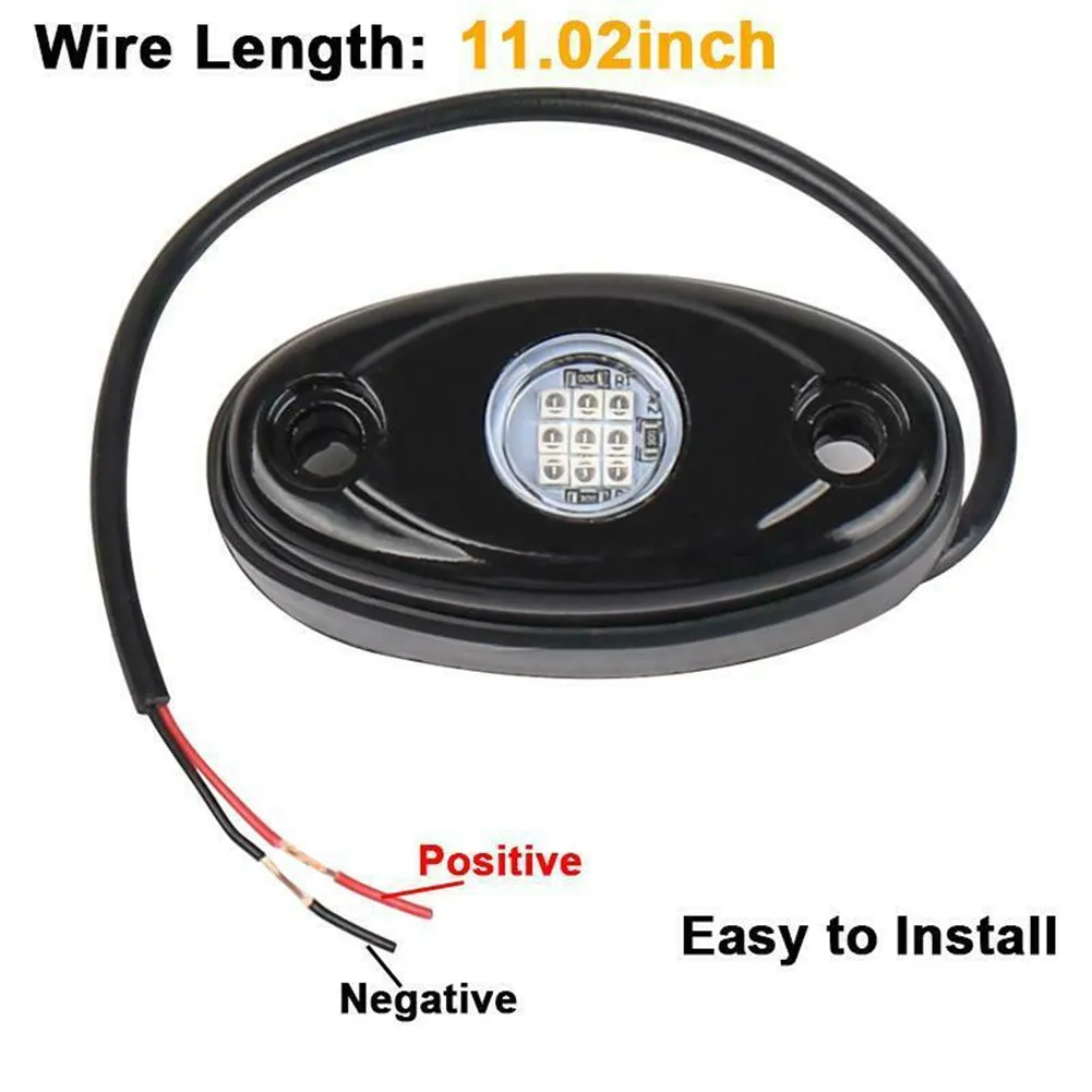 8pcs Rock Lights IP67 Waterproof High Power Underbody Neon Trail