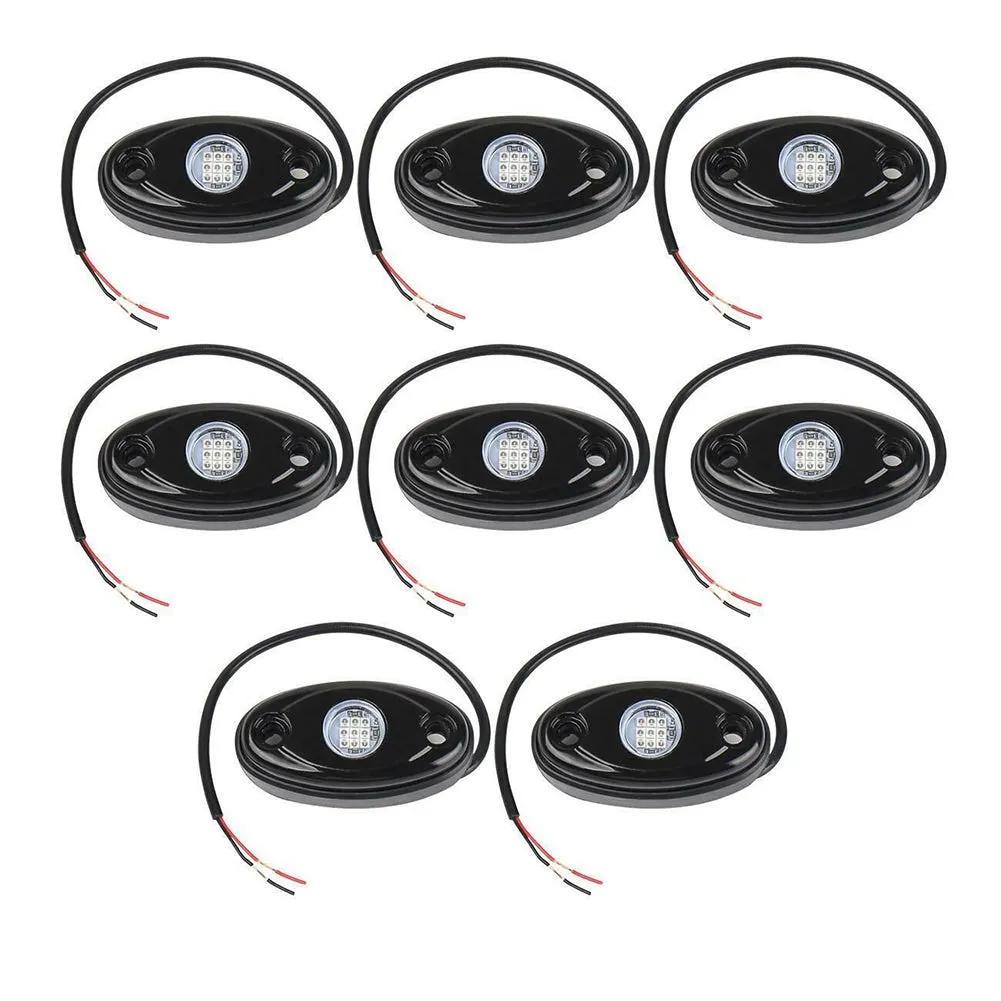 8pcs Rock Lights IP67 Waterproof High Power Underbody Neon Trail