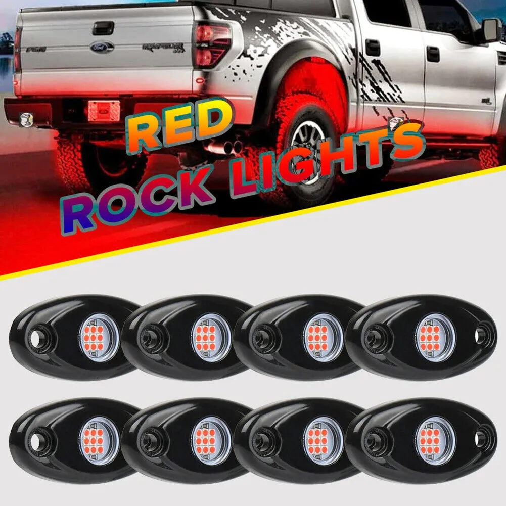 8pcs Rock Lights IP67 Waterproof High Power Underbody Neon Trail