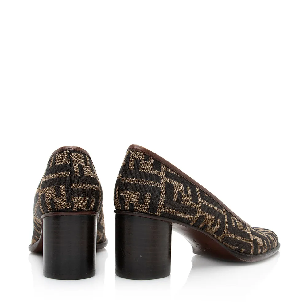 Fendi Zucca Block Heel Pumps - Size 8.5 / 38.5 (SHF-20924)