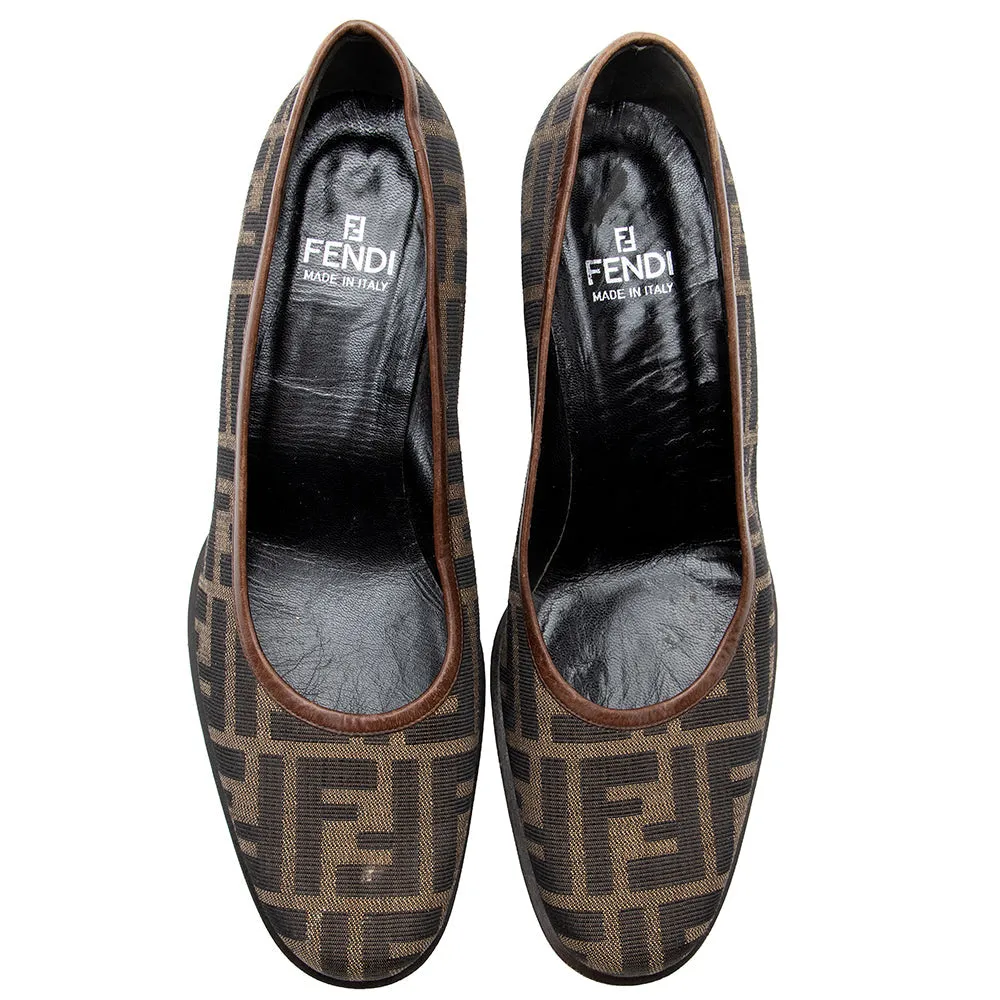 Fendi Zucca Block Heel Pumps - Size 8.5 / 38.5 (SHF-20924)